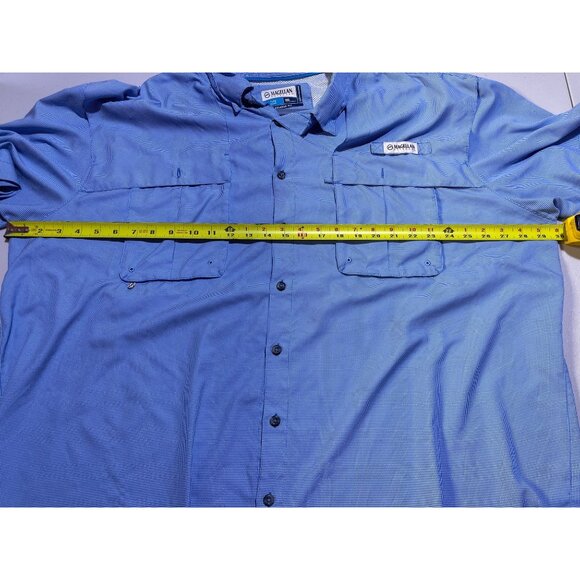 Magellan Outdoors Mens Fish Gear 3XL Relaxed Fit Blue Short Sleeve Shirt - Picture 5 of 12